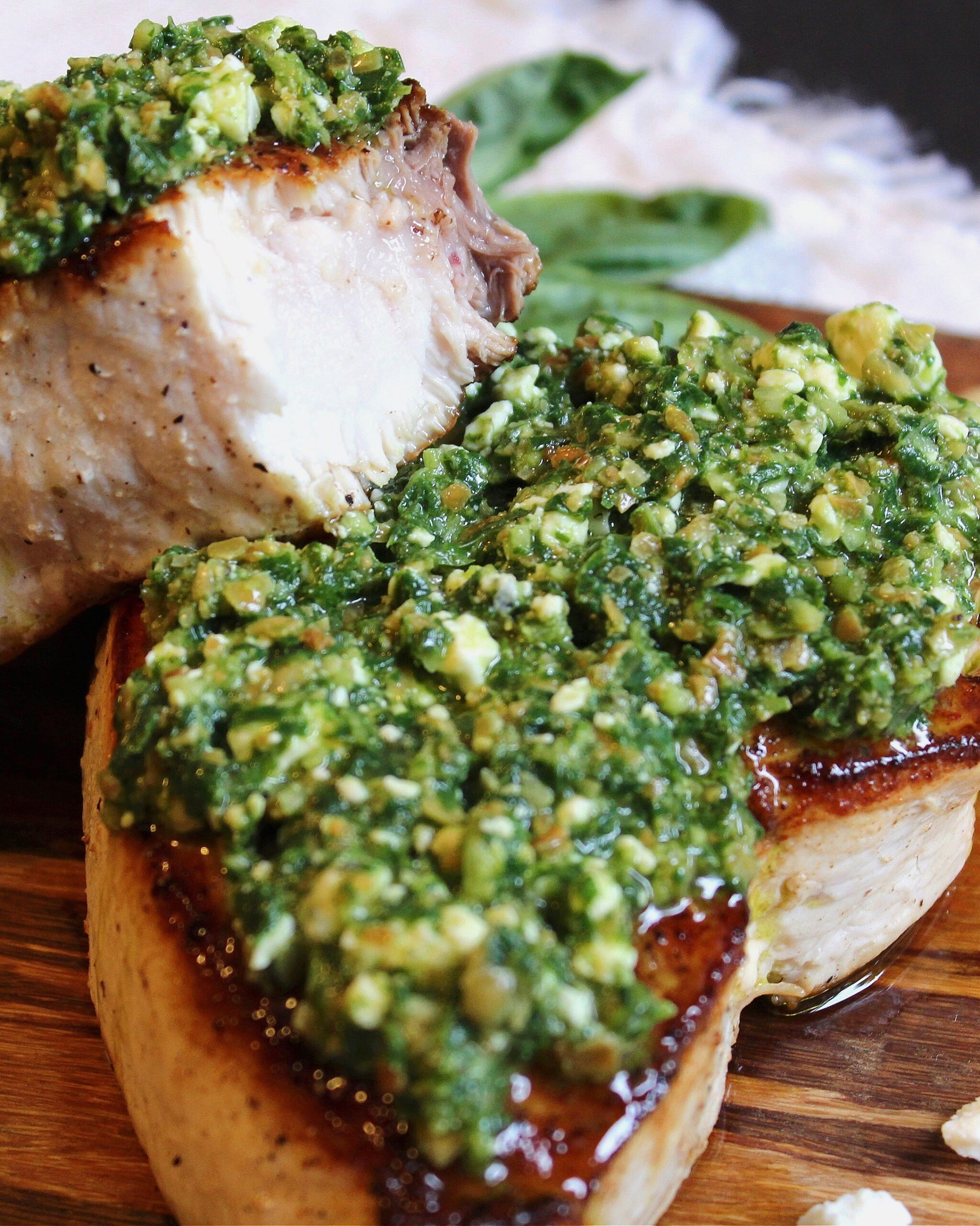 Swordfish with Blue Pesto