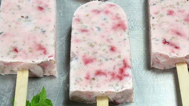 Strawberry Grape-Nuts Yogurt Popsicles