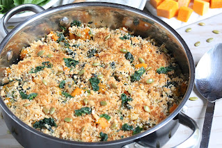 Skillet Sausage Butternut and Spinach with Crumb Topping