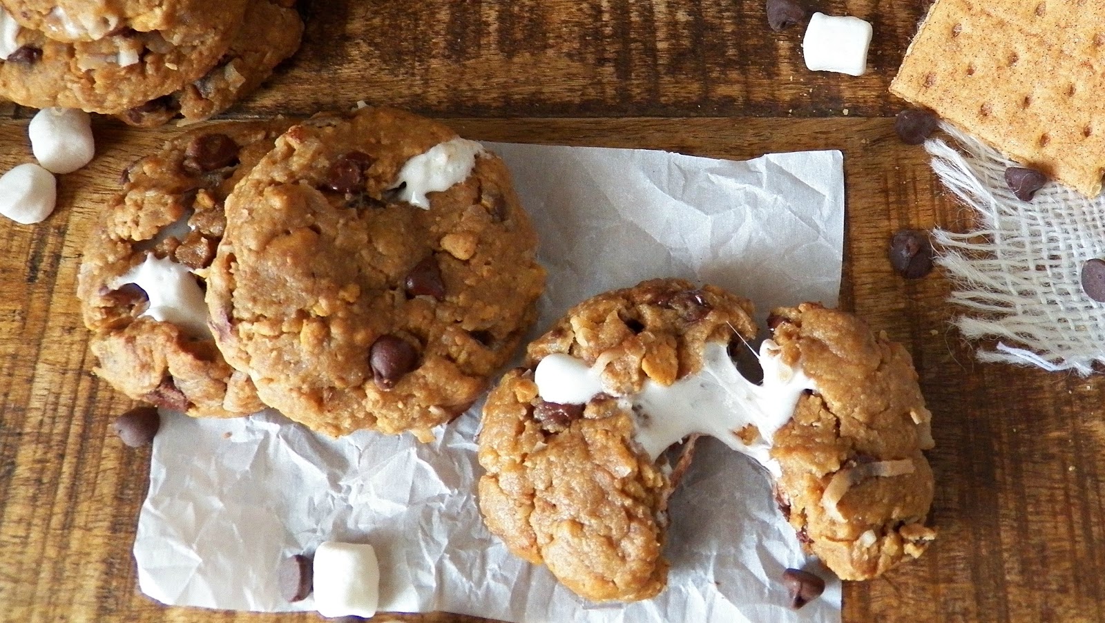 S’mores Stuffed Cookies with Coconut