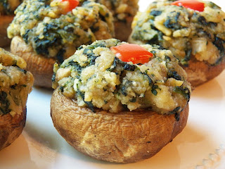 Spinach & Ritz Cracker Stuffed Mushrooms