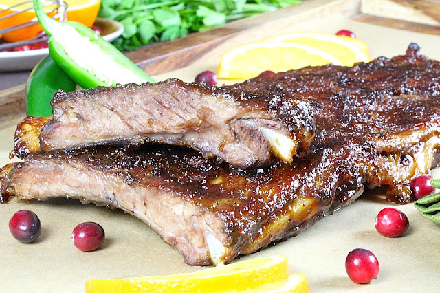 Sticky Cranberry Orange Glazed Pork Rib