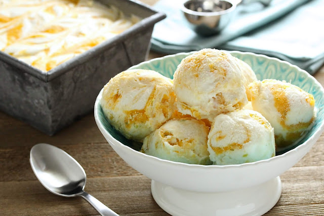 No-Churn Mango Lime Swirl Ice Cream