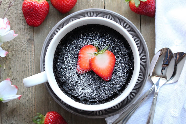 Molten Chocolate Hazelnut Strawberry Mug Cake