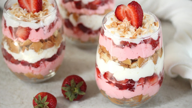 Drunken Strawberry Coconut Trifle | In Good Flavor