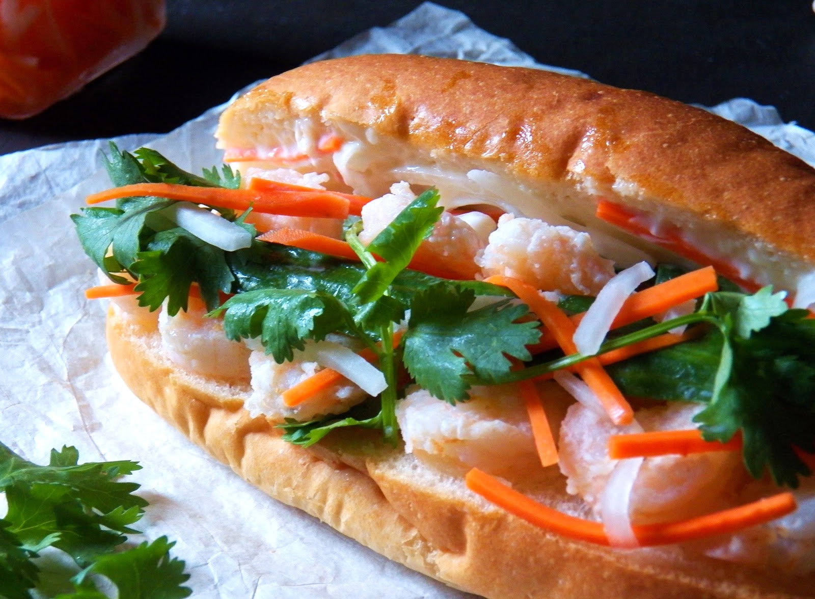 Fried Shrimp Banh Mi Vietnamese Sandwich In Good Flavor 9228