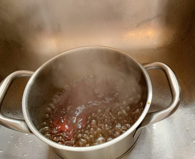 caramelized sugar cooking in pan