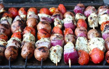 Pesto Chicken and Veggie Kabobs
