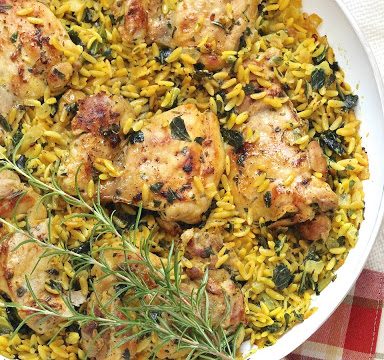 Garlic Rosemary Chicken with Lemony Orzo