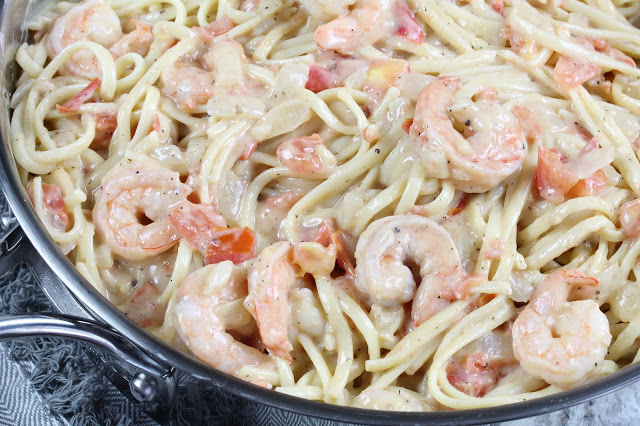 Easy Jerk Linguine Alfredo with Shrimp | In Good Flavor