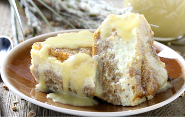 Grape-Nut Pudding With Cinnamon Whiskey Maple Cream Sauce