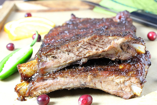 Sticky Cranberry Orange Glazed Pork Ribs