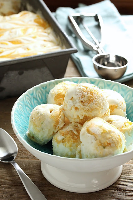 No-Churn Mango Lime Swirl Ice Cream