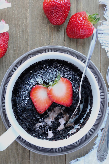 Molten Chocolate Hazelnut Strawberry Mug Cake For Two