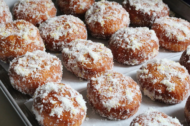 Blueberry Goat Cheese Donuts with Lemon Sugar