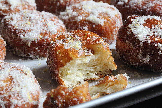 Blueberry Goat Cheese Donuts with Lemon Sugar