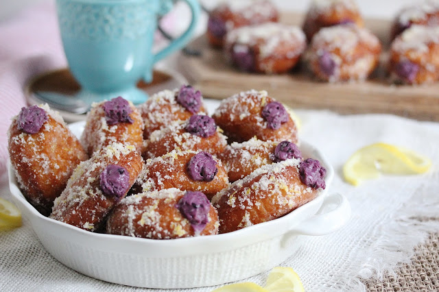 Blueberry Goat Cheese Donuts with Lemon Sugar