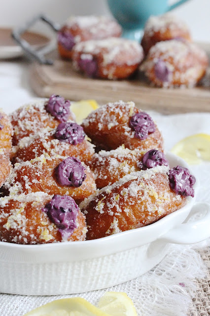 Blueberry Goat Cheese Donuts with Lemon Sugar