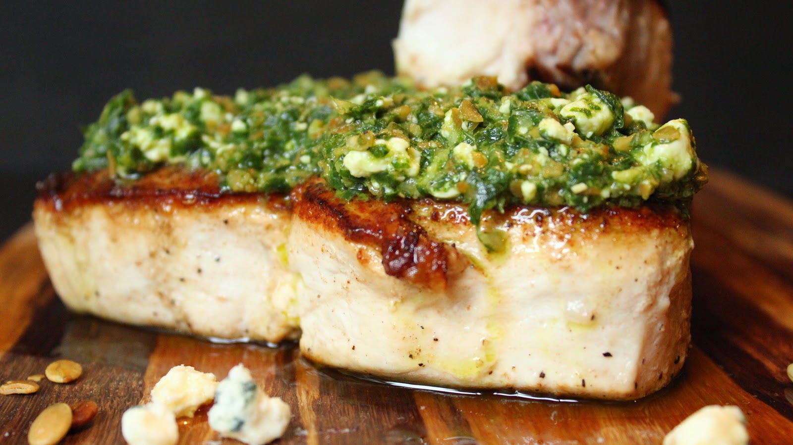 Swordfish with Blue Pesto