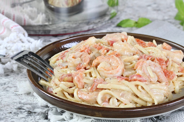 Easy Jerk Linguine Alfredo with Shrimp