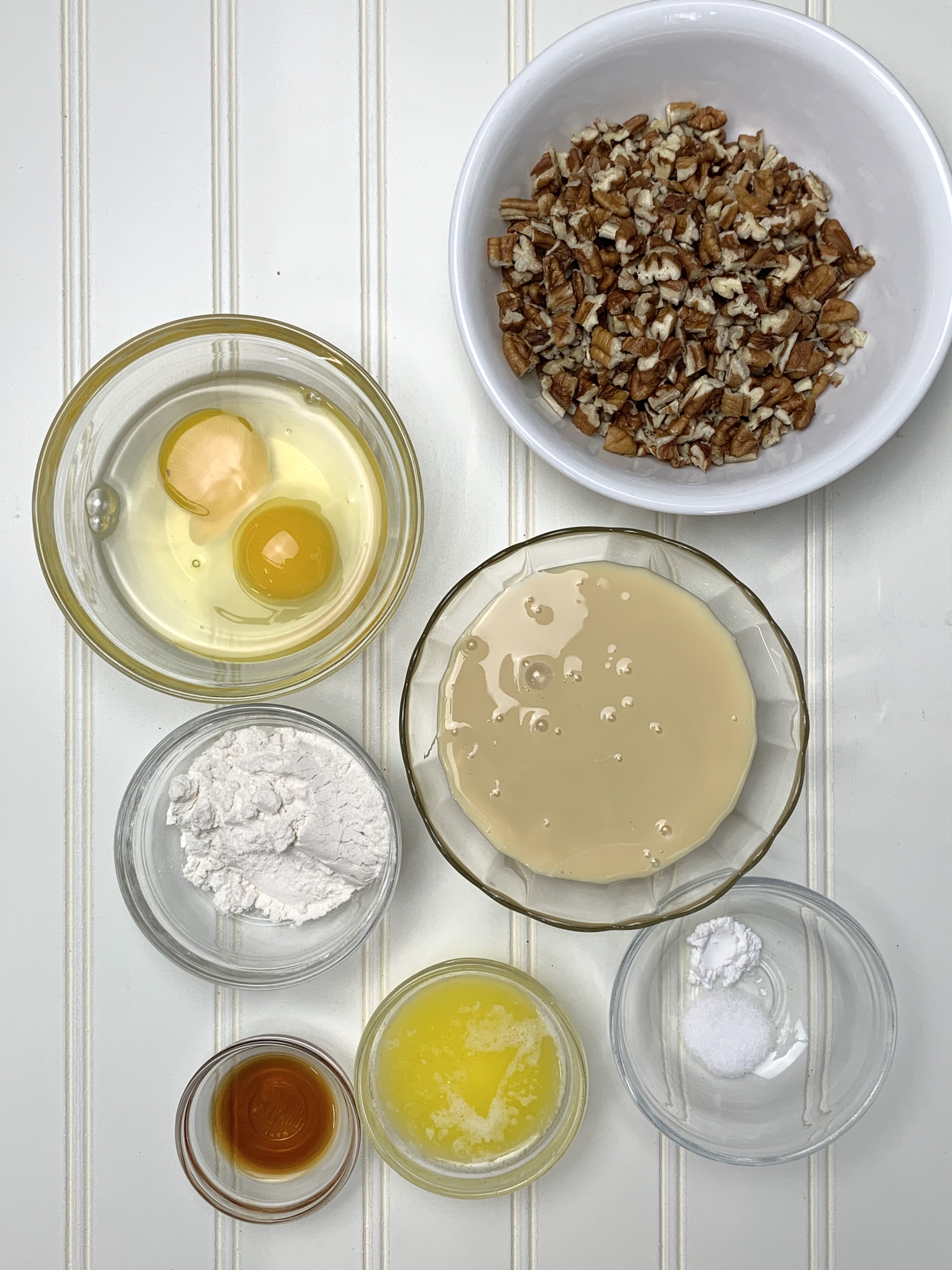 Ingredients for sweetened condensed milk and egg mixture