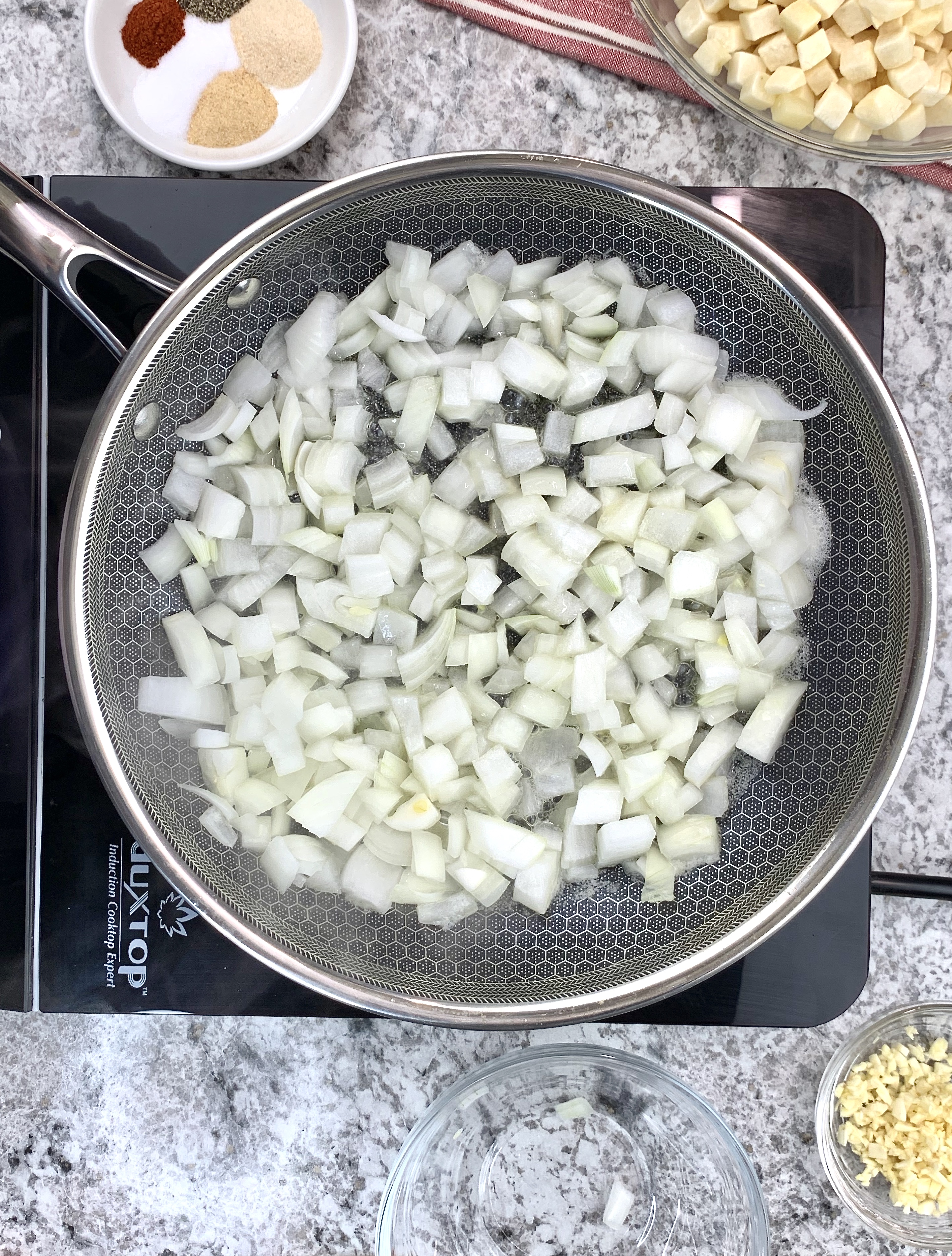 onion cooking in skillet