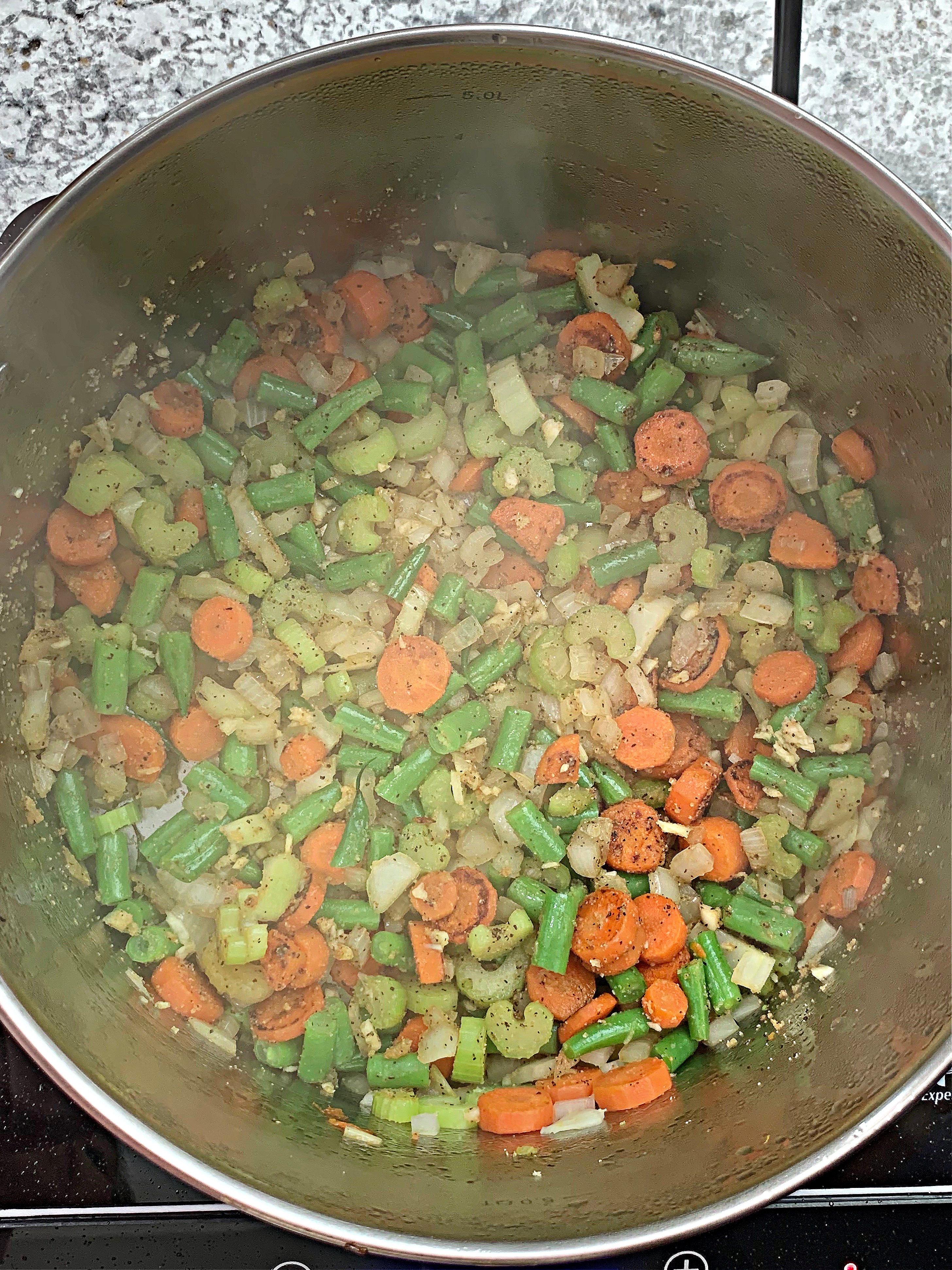 vegetables cooking in pan