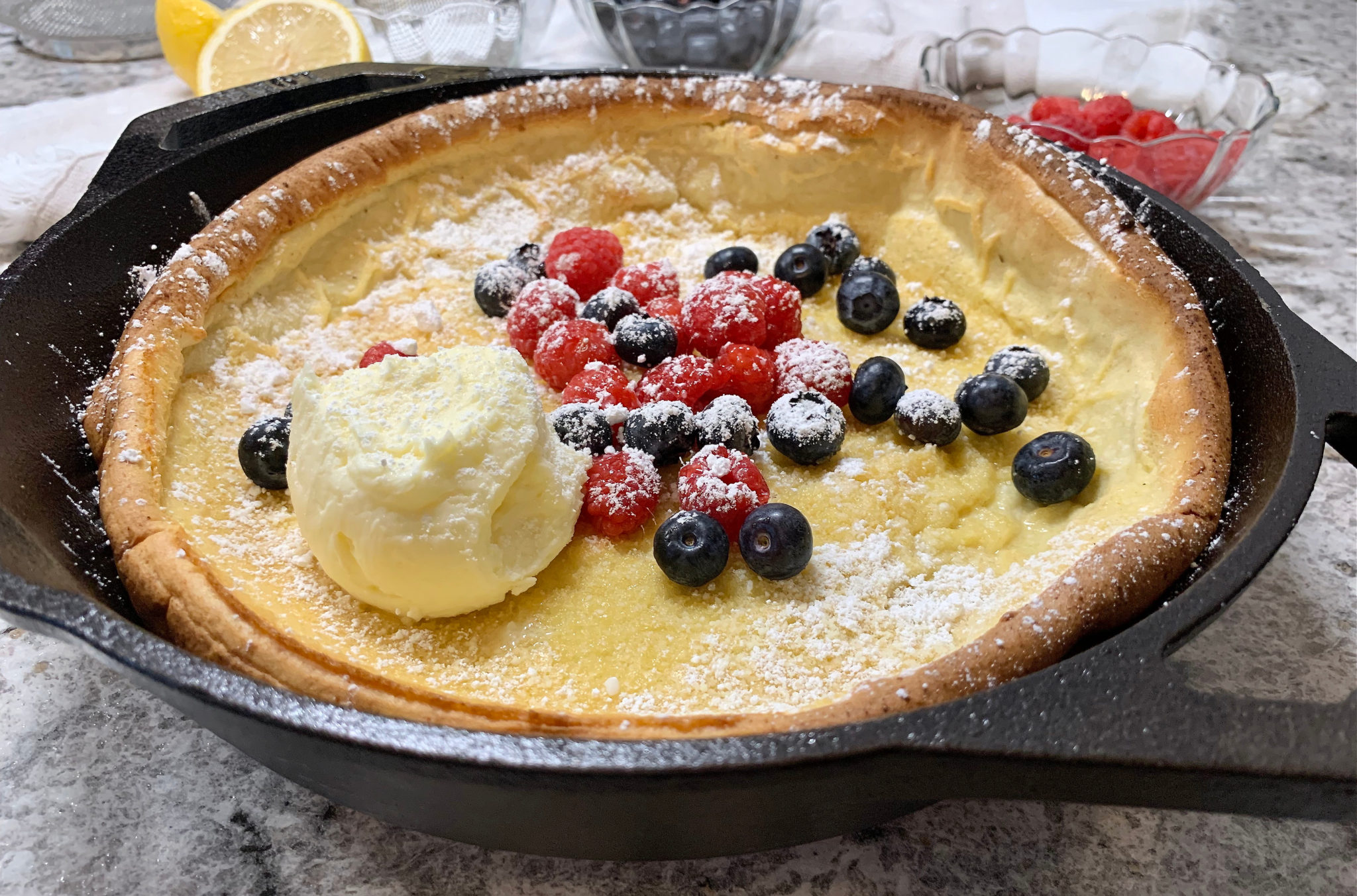 Limoncello Butter and Berries Dutch Baby