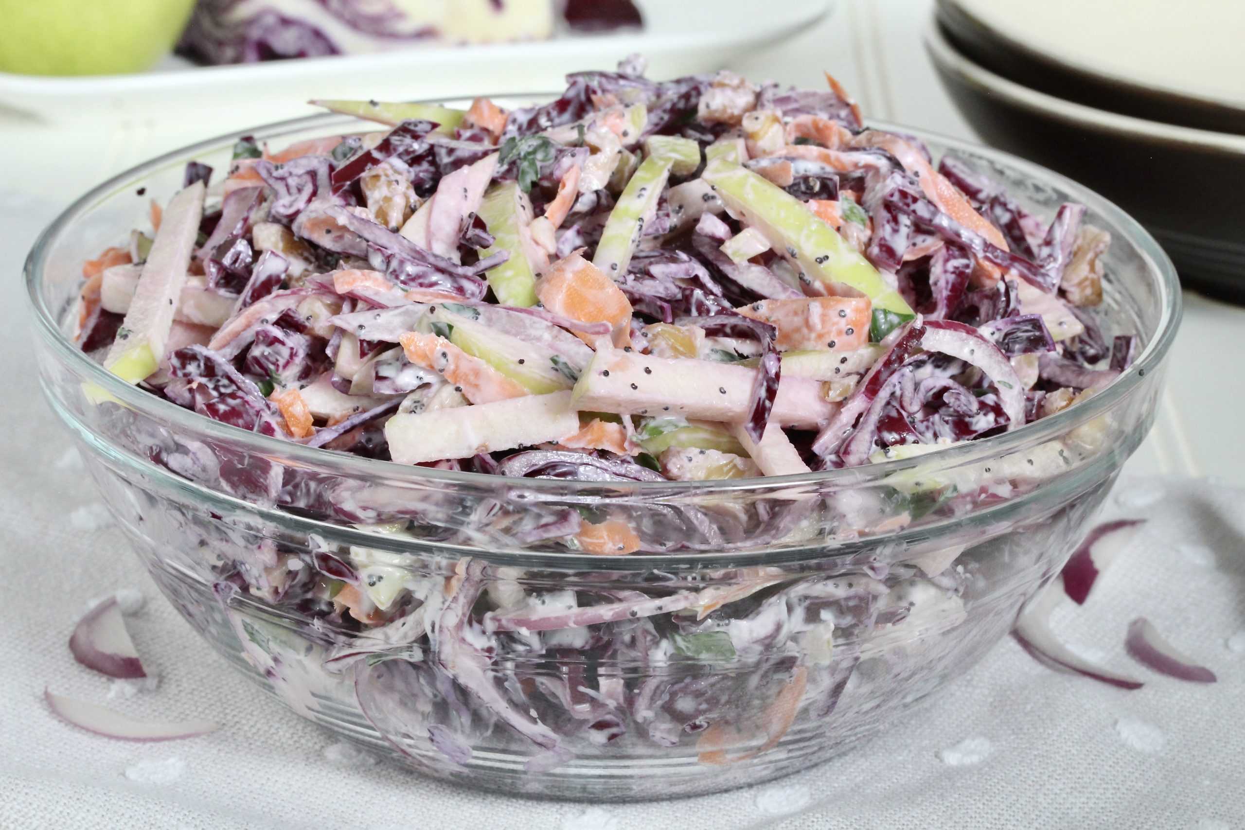 Red Cabbage and Apple Slaw with Poppy Seed Dressing