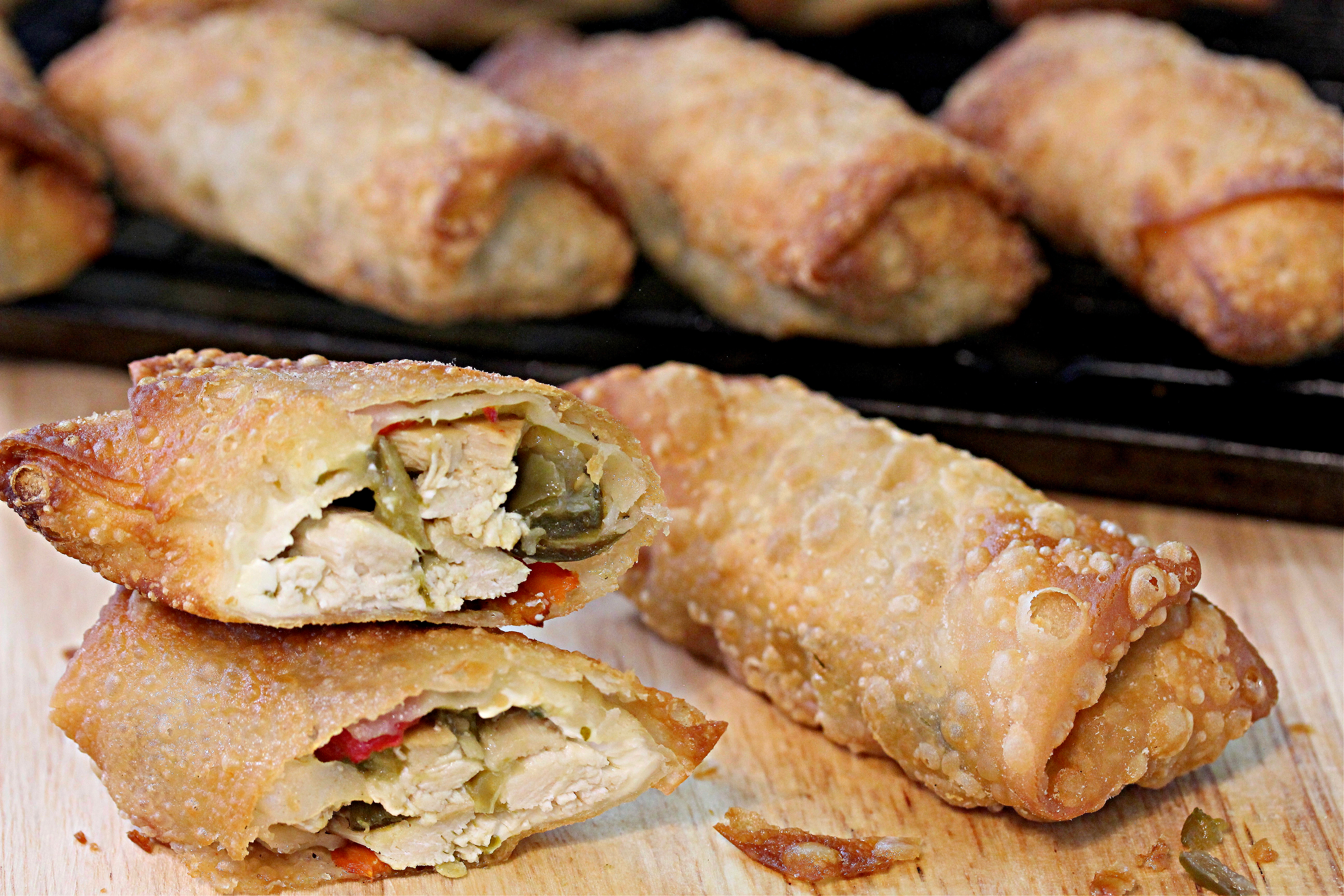 Leftover Turkey Salsa Verde Egg Rolls