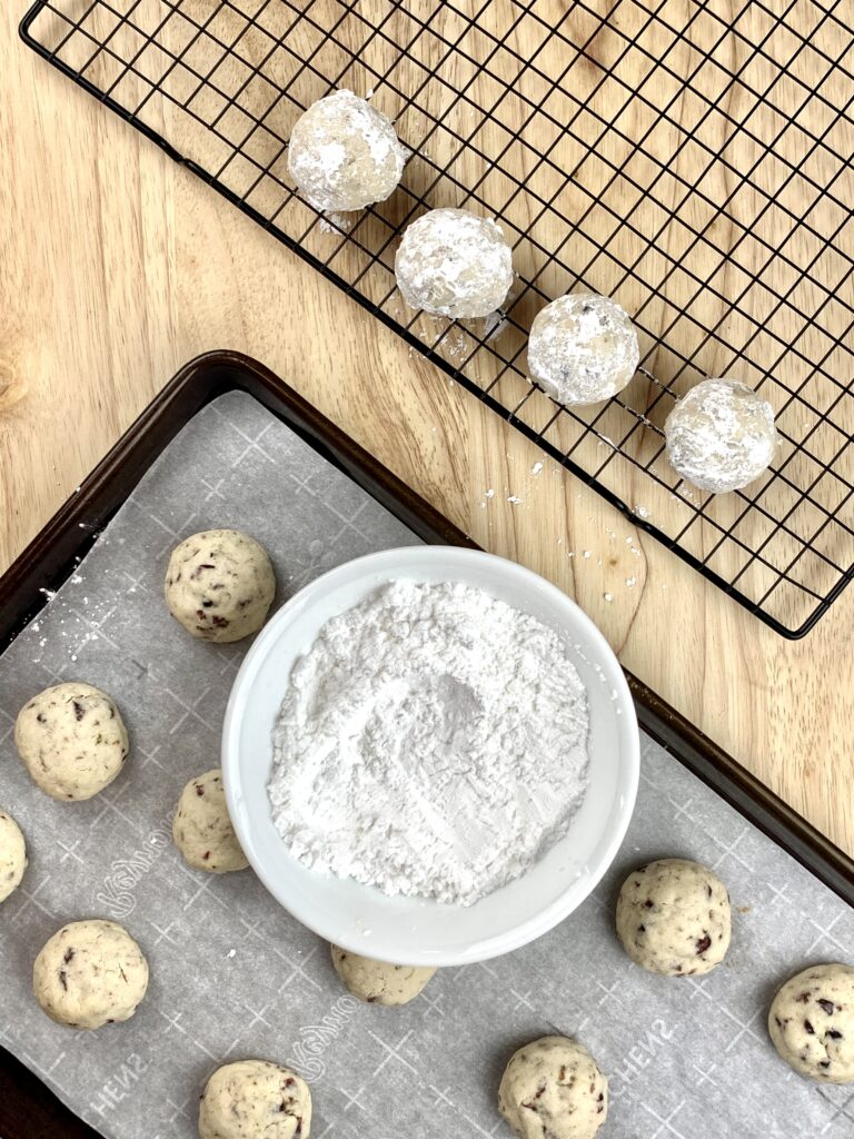 Cranberry Lime Snowball Cookies