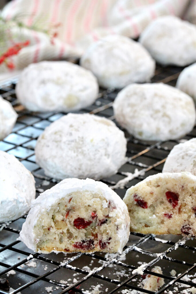 Cranberry Lime Snowball Cookies