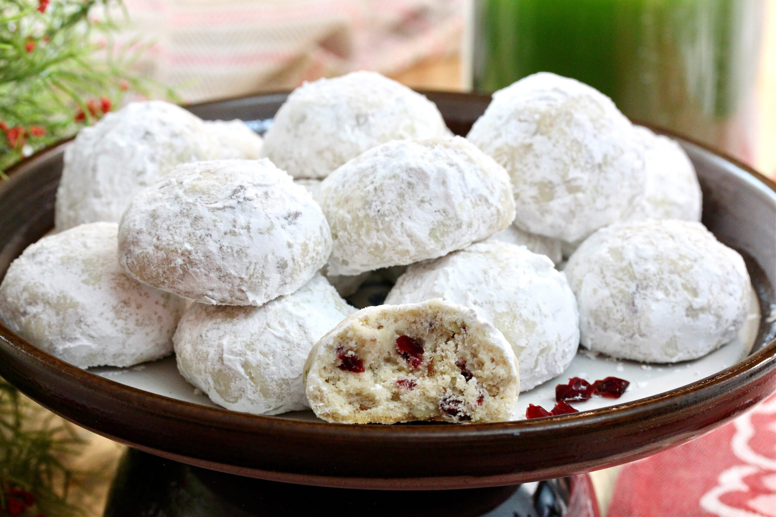 Cranberry Lime Snowball Cookies