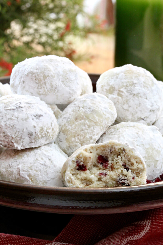 Cranberry Lime Snowball Cookies