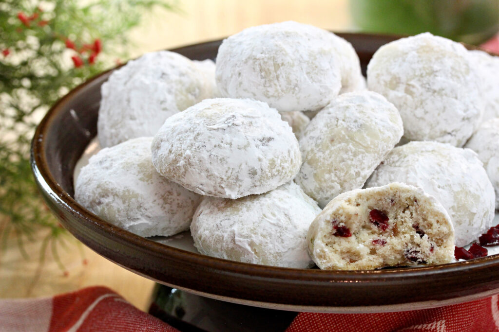 Cranberry Lime Snowball Cookies