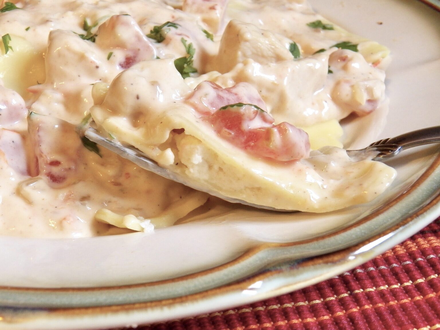 Ravioli with Chicken and Jerk Alfredo Sauce In Good Flavor