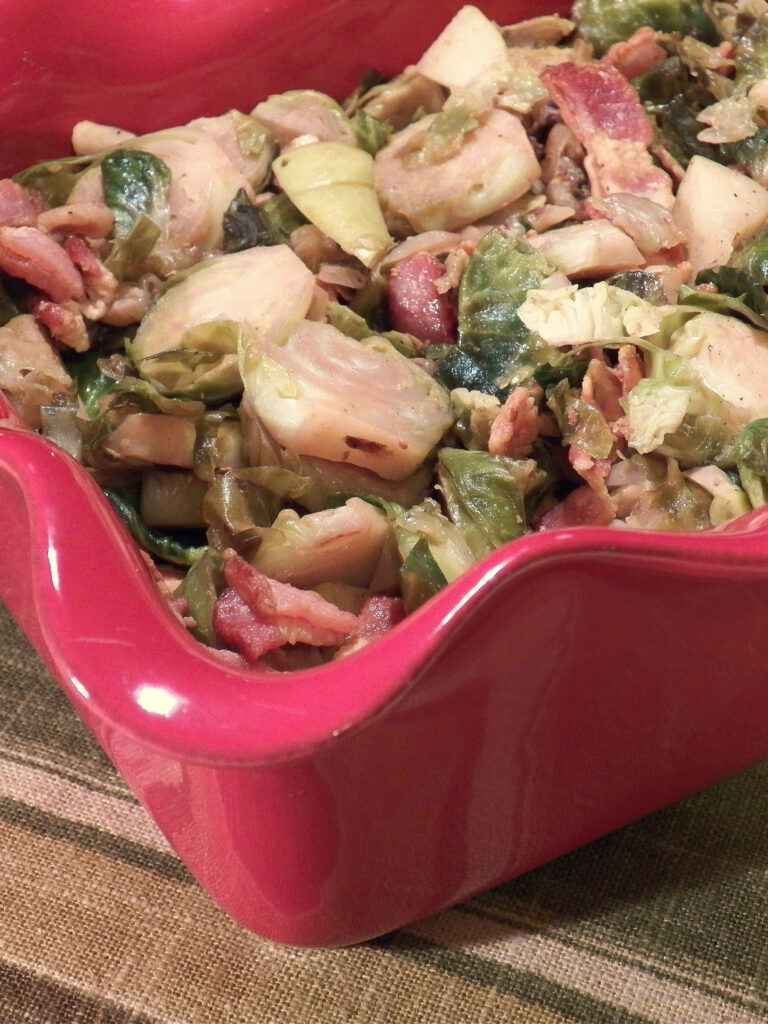 Brussels Sprouts with Apple Walnut and Bacon