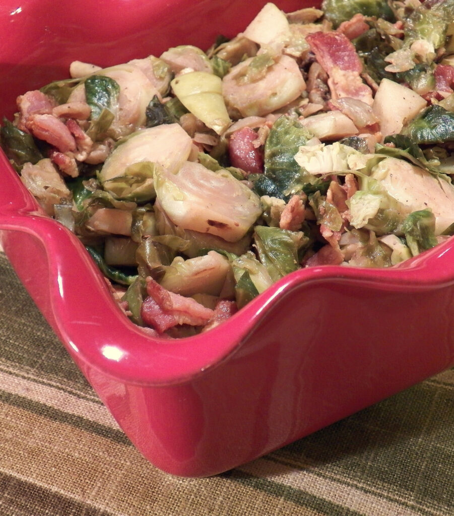 Brussels Sprouts with Apple Walnut and Bacon