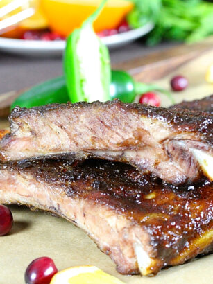 Sticky Cranberry Orange Glazed Pork Ribs