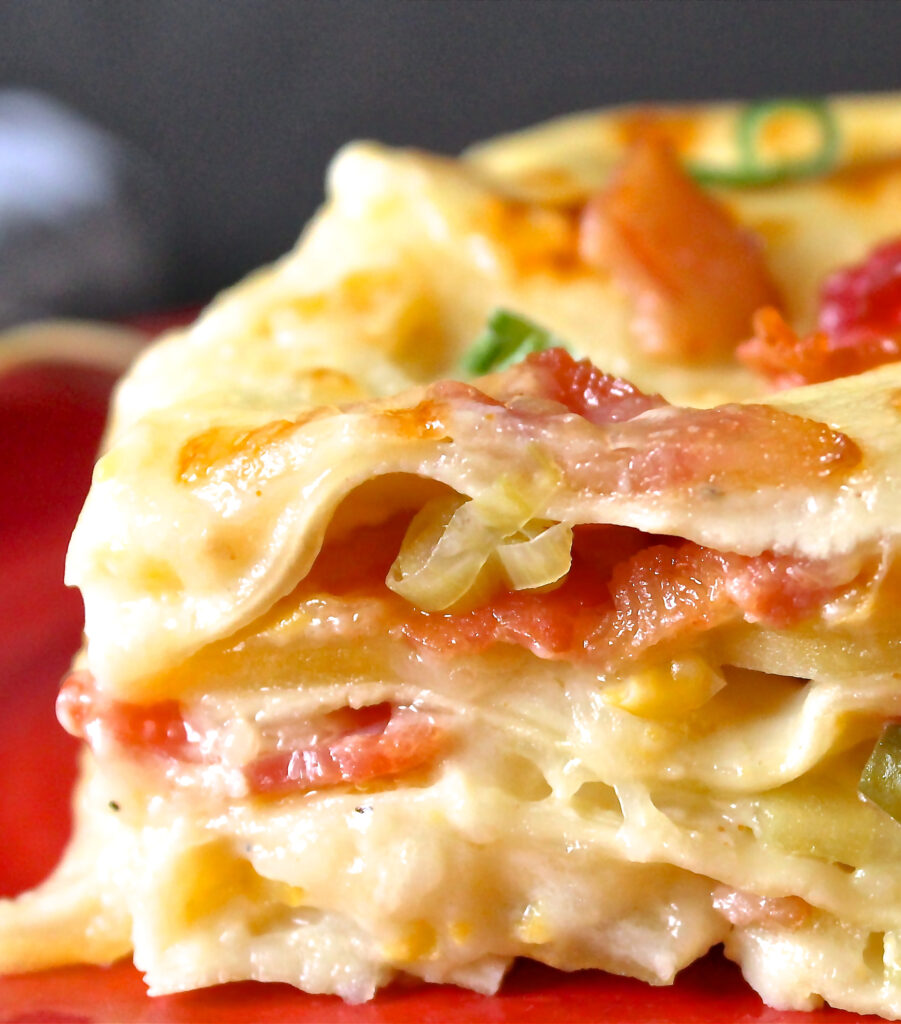 Creamed Corn and Bacon Lasagna