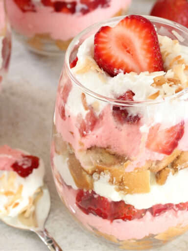 Drunken Strawberry Coconut Trifle