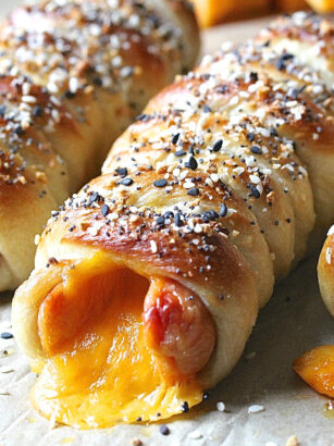 Everything Bagel Pretzel Cheese Dogs