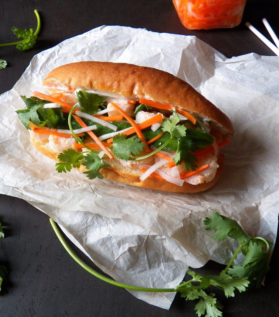 Fried Shrimp Banh Mi (Vietnamese Sandwich)