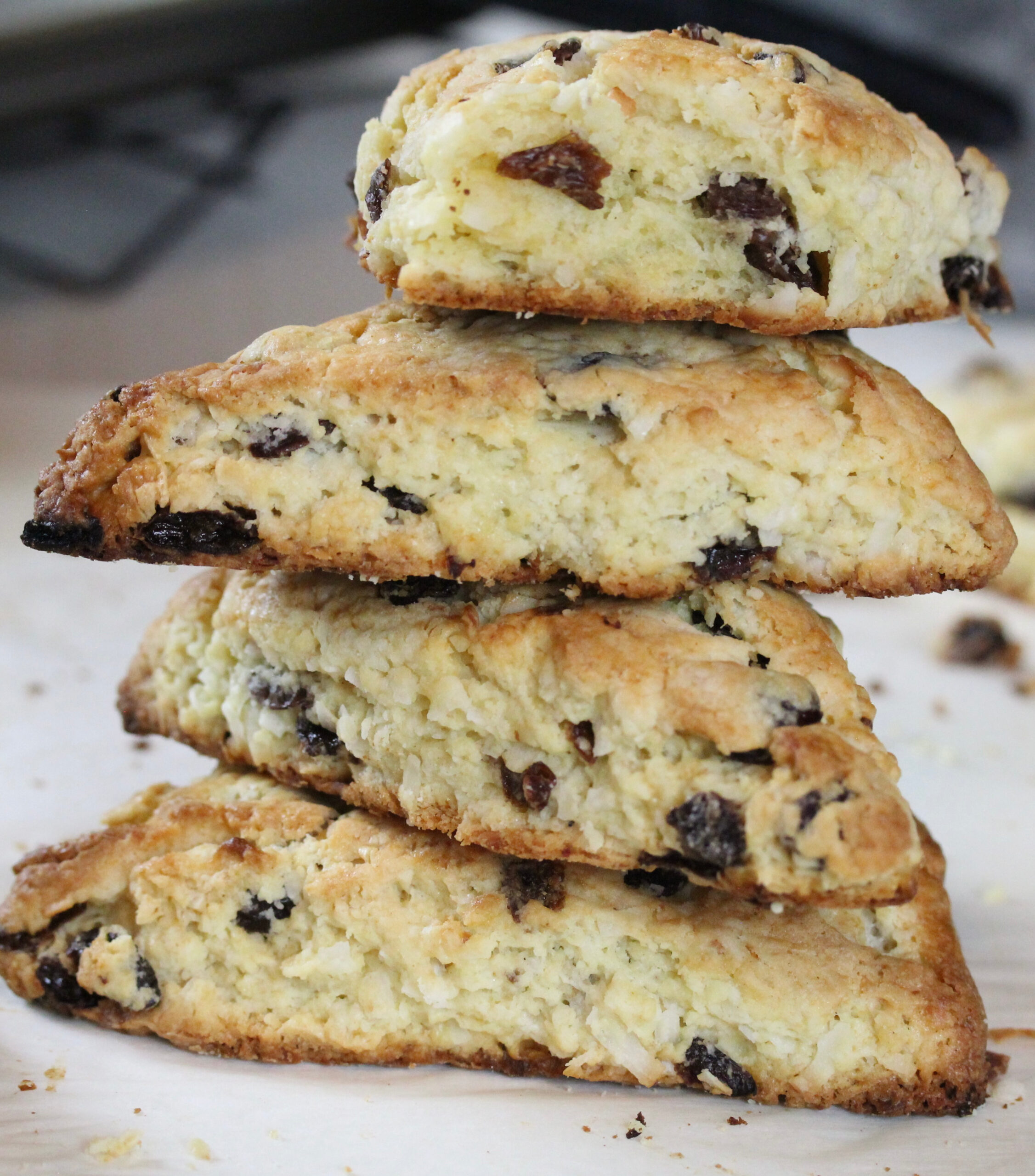 Small Batch Rum Raisin Coconut Scones