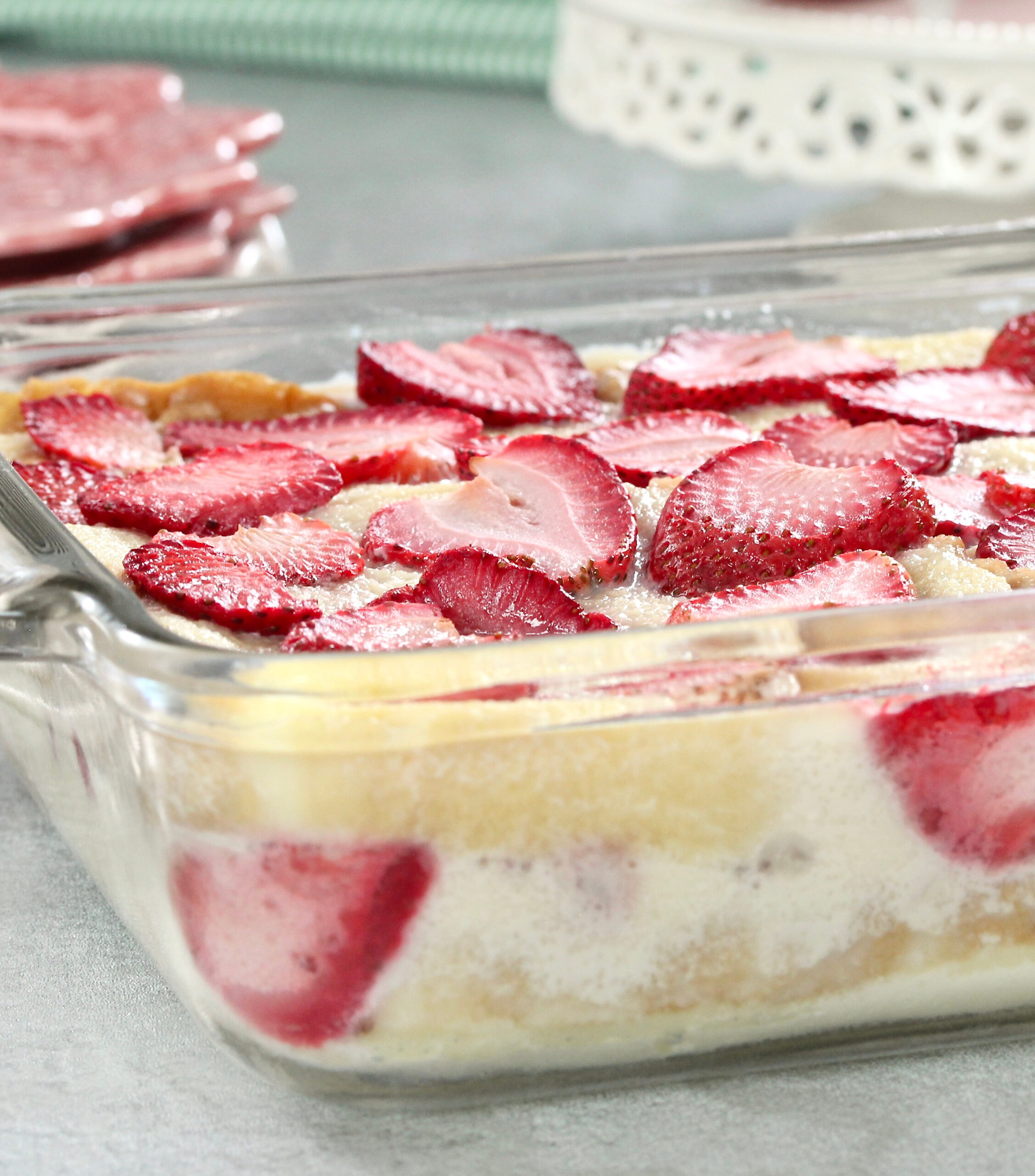 Strawberry Custard Bread Pudding