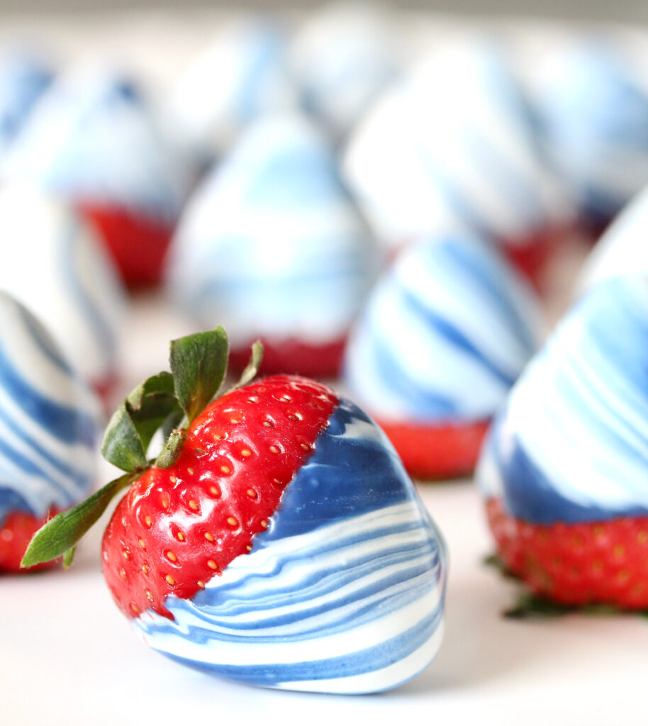 4th of July Candy Swirled Strawberries