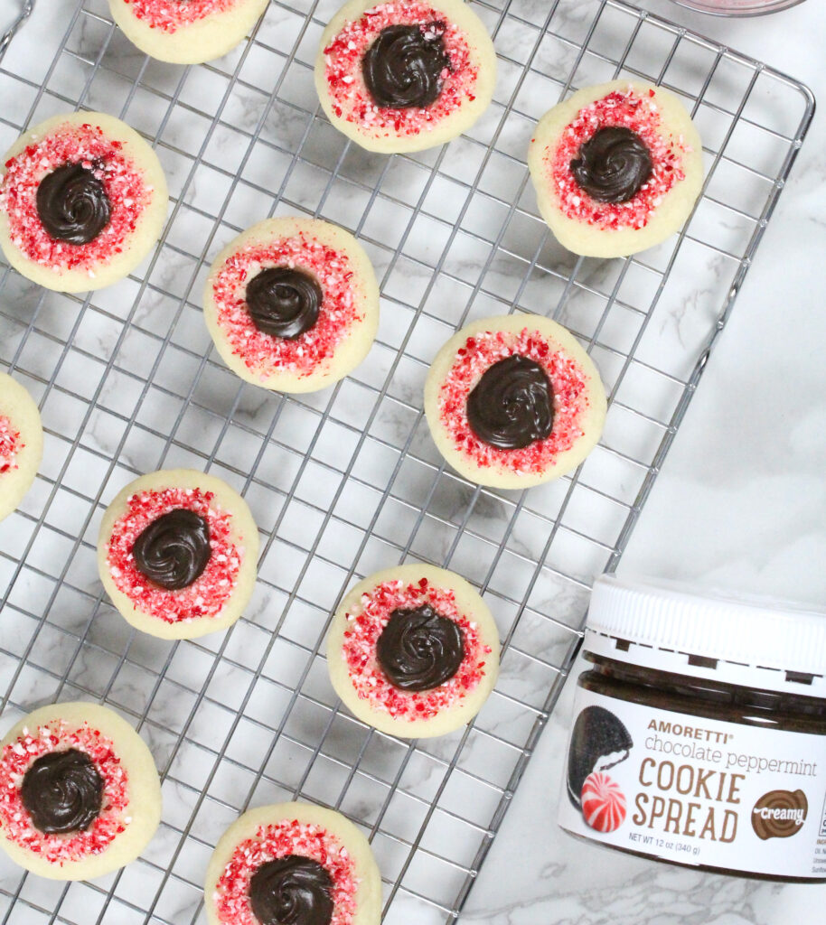 Chocolate Peppermint Thumbprint Cookies