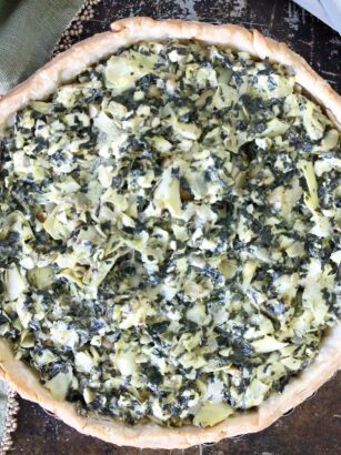 Spinach Artichoke and Feta Tart