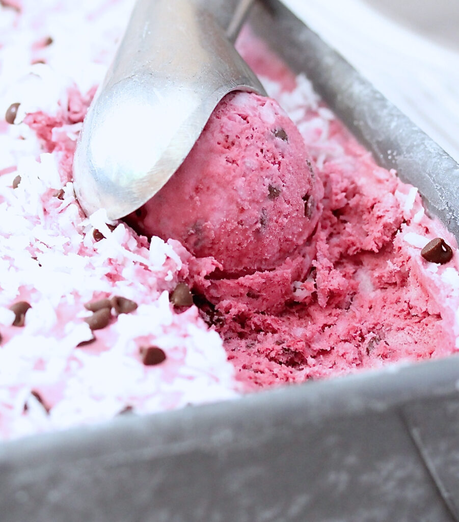 No Churn Black Raspberry Coconut Ice Cream