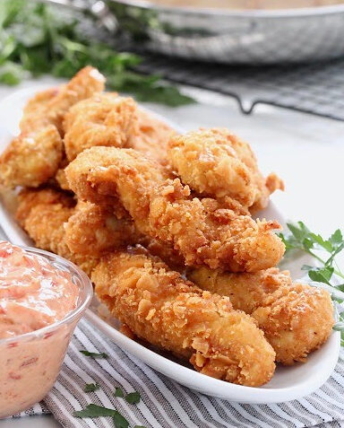 Crispy Chicken Tenders with Sweet Pepper Relish Dip